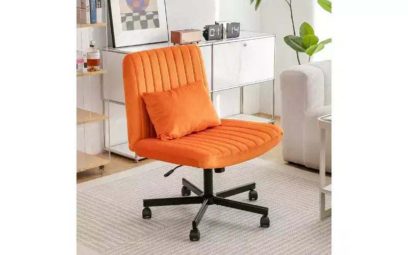 Chaise de bureau moderne en lin pivotante à dossier croisé, chaise de bureau ergonomique, chaise de bureau réglable en hauteur, chaise polyvalente sans accoudoirs avec roulettes