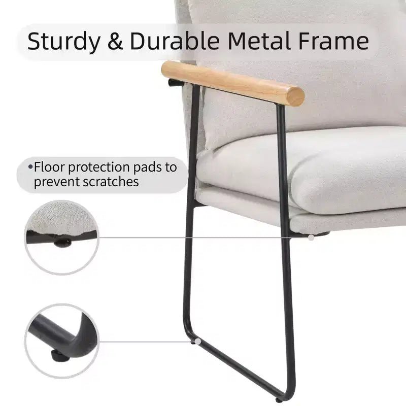 Fauteuil d'appoint moderne avec accoudoirs en bois, fauteuil de lecture avec coussin amovible, fauteuil douillet pour salon, chambre, bureau, blanc laiteux