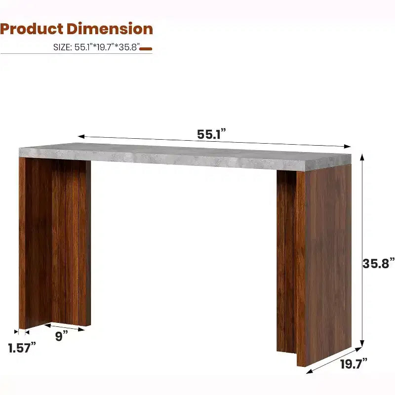 Table de bar en T de 55", table de pub à hauteur de comptoir avec plateau en faux marbre, unité de bar rectangulaire moderne pour cuisine, salle à manger, salon