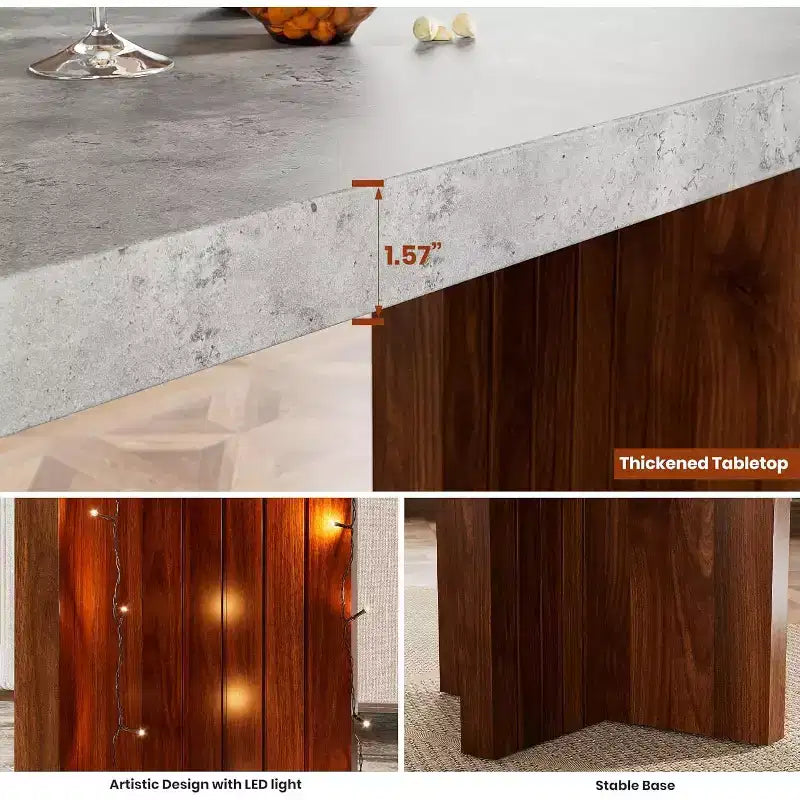 Table de bar en T de 55", table de pub à hauteur de comptoir avec plateau en faux marbre, unité de bar rectangulaire moderne pour cuisine, salle à manger, salon