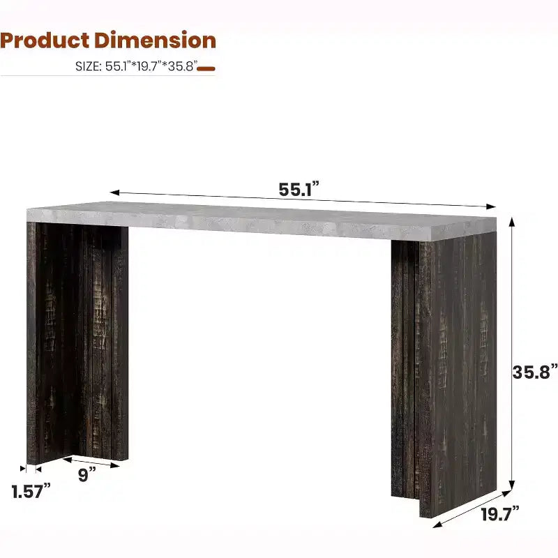 Table de bar en T de 55", table de pub à hauteur de comptoir avec plateau en faux marbre, unité de bar rectangulaire moderne pour cuisine, salle à manger, salon