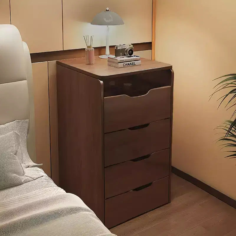 Coiffeuse 3 en 1 avec miroir escamotable, petite coiffeuse avec plateau en verre visible, coiffeuse compacte avec 3 tiroirs - Noyer