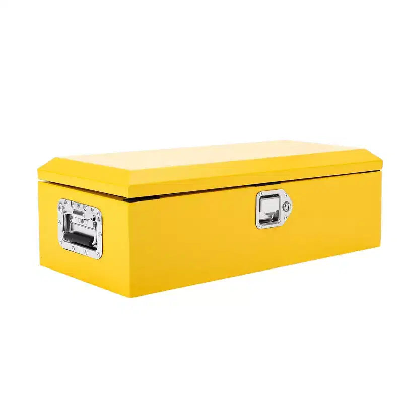 Boîte à outils en acier pour plateau de camion, boîte à outils en tôle larmée avec poignée latérale et clés de verrouillage, coffre de rangement organiseur