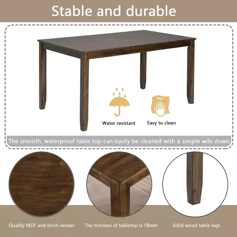 sumyeg Ensemble de salle à manger 6 pièces en bois avec table, 4 chaises rembourrées et banc