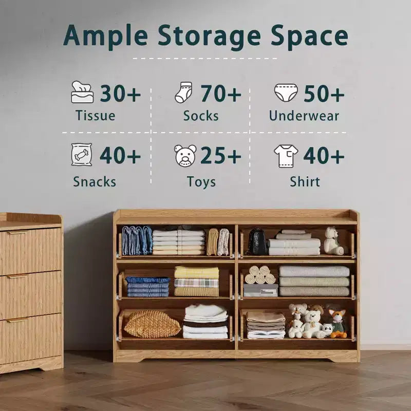 Commode double moderne à 6 tiroirs, large coffre de rangement en bois, meuble de chambre à coucher, organiseur de vêtements pour chambre d'enfant, avec dispositif anti-basculement