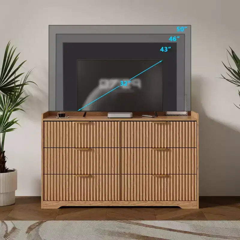 Commode double moderne à 6 tiroirs, large coffre de rangement en bois, meuble de chambre à coucher, organiseur de vêtements pour chambre d'enfant, avec dispositif anti-basculement