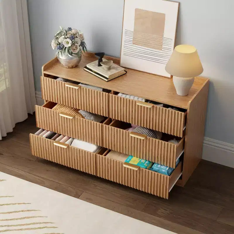 Commode double moderne à 6 tiroirs, large coffre de rangement en bois, meuble de chambre à coucher, organiseur de vêtements pour chambre d'enfant, avec dispositif anti-basculement