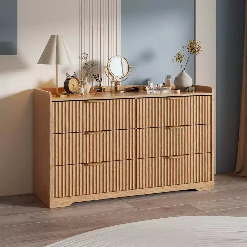Commode double moderne à 6 tiroirs, large coffre de rangement en bois, meuble de chambre à coucher, organiseur de vêtements pour chambre d'enfant, avec dispositif anti-basculement