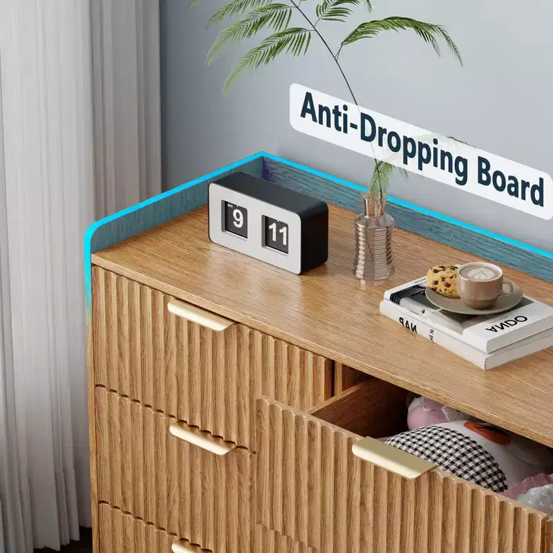 Commode double moderne à 6 tiroirs, large coffre de rangement en bois, meuble de chambre à coucher, organiseur de vêtements pour chambre d'enfant, avec dispositif anti-basculement