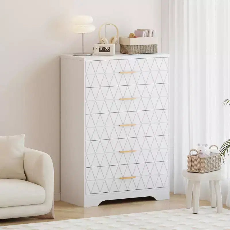 5 Drawer Dressers for Bedroom, 5 Chest of Drawers for Closet, Modern Nightstand for Bedside, Storage Organizer Cabinet for Living Room, Hallway
