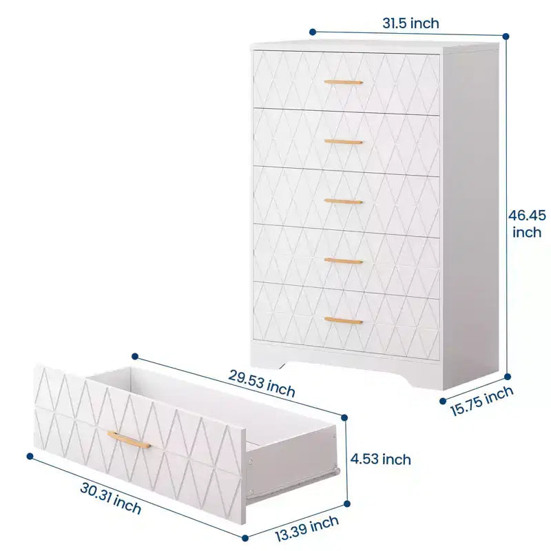 Commode 5 tiroirs pour chambre à coucher, Commode 5 tiroirs pour placard, Table de chevet moderne, Meuble de rangement pour salon, couloir