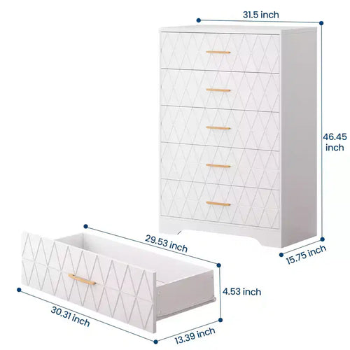 Commode 5 tiroirs pour chambre à coucher, Commode 5 tiroirs pour placard, Table de chevet moderne, Meuble de rangement pour salon, couloir