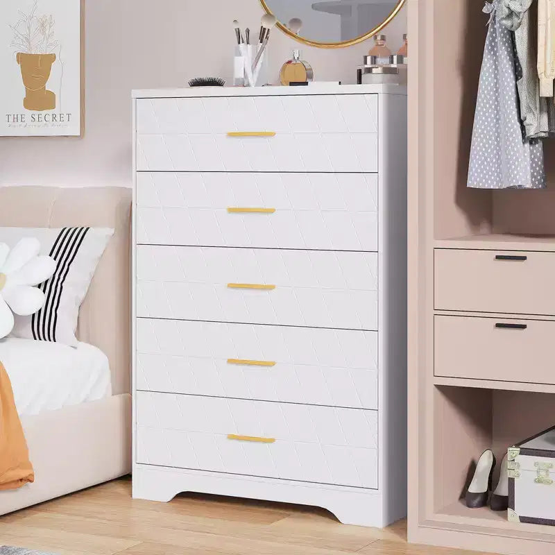 Commode 5 tiroirs pour chambre à coucher, Commode 5 tiroirs pour placard, Table de chevet moderne, Meuble de rangement pour salon, couloir