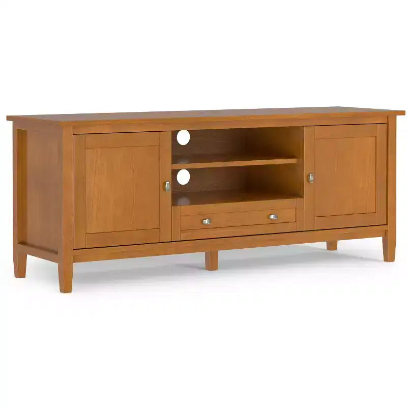 Noelle 72 inch Wide Solid Wood Mid Century Modern Low TV Stand in Walnut For TVs up to 80 inches