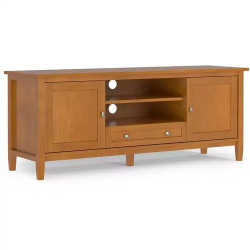 Noelle 72 inch Wide Solid Wood Mid Century Modern Low TV Stand in Walnut For TVs up to 80 inches