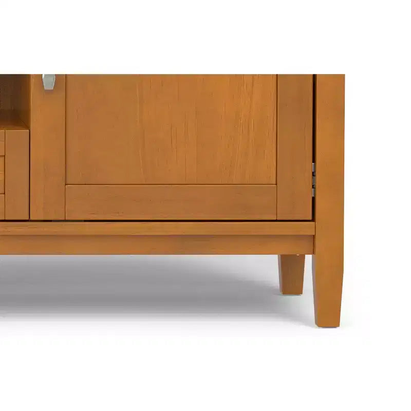 Meuble TV bas Mid-Century Modern en bois massif de 72 po de large, en noyer, pour téléviseurs jusqu'à 80 po