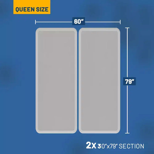 , Sommier tapissier en surface solide pour lit Queen Size, silencieux, en 2 pièces, support sous matelas, blanc