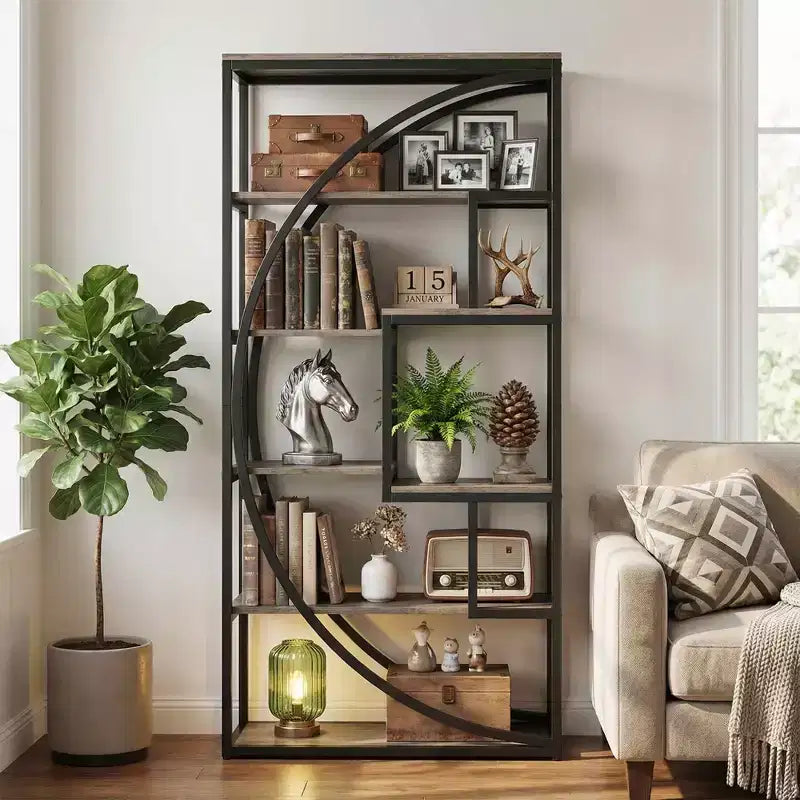 MAYEERTY 6-Tier Tall Open Storage Bookshelf, Space-Optimizing Display Rack for Home