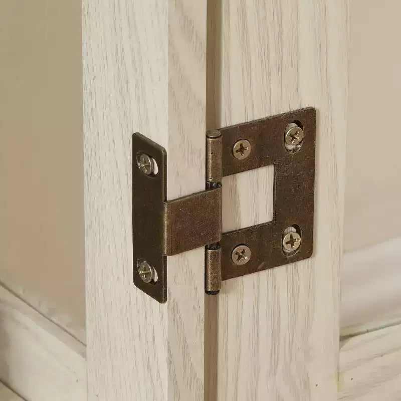 Vitrine éclairée de 44", blanc MDF+verre, avec portes en verre trempé et étagères réglables (fond miroir, ampoule incluse)