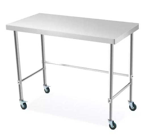201 Stainless Steel Island Workbench, Silver, 482435inch with Casters,