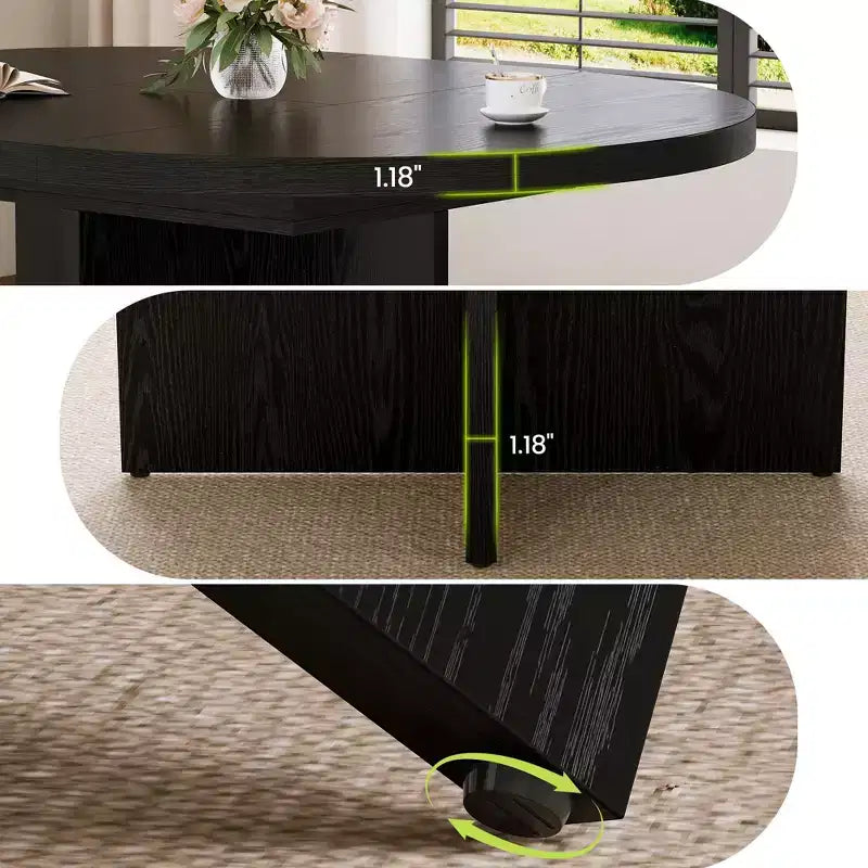 Table à manger ronde extensible de 43,3'' à 59'' pour 4 à 8 personnes, Table à manger ovale de cuisine moderne avec rallonges amovibles, Table de salle à manger, cuisine