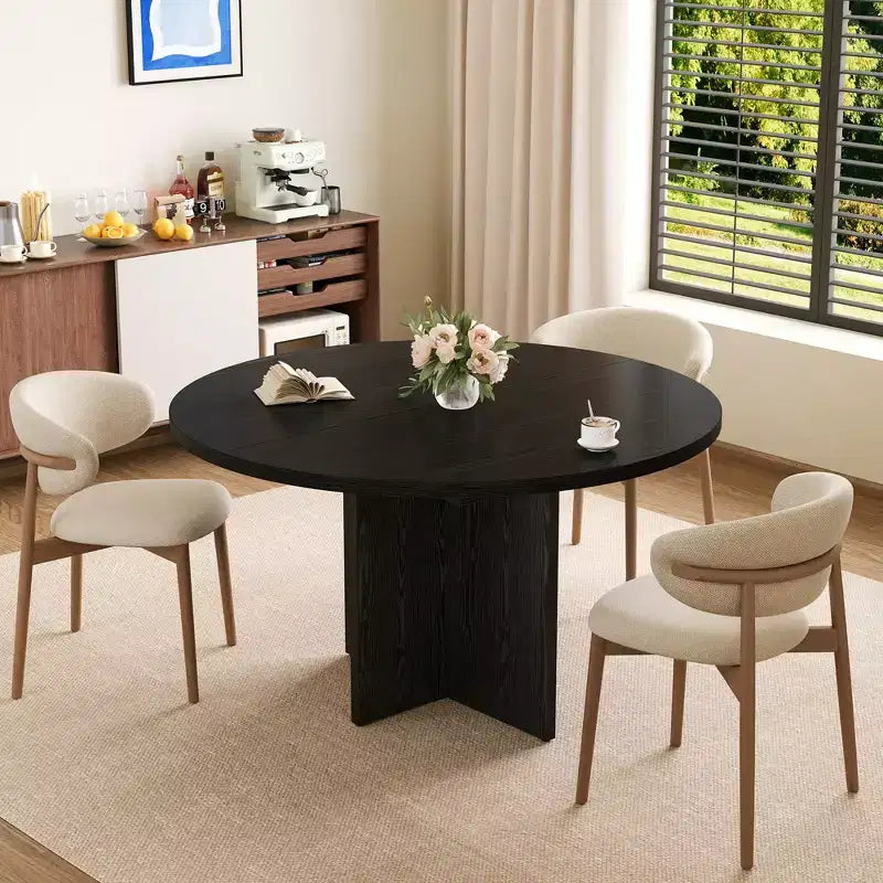 Table à manger ronde extensible de 43,3'' à 59'' pour 4 à 8 personnes, Table à manger ovale de cuisine moderne avec rallonges amovibles, Table de salle à manger, cuisine