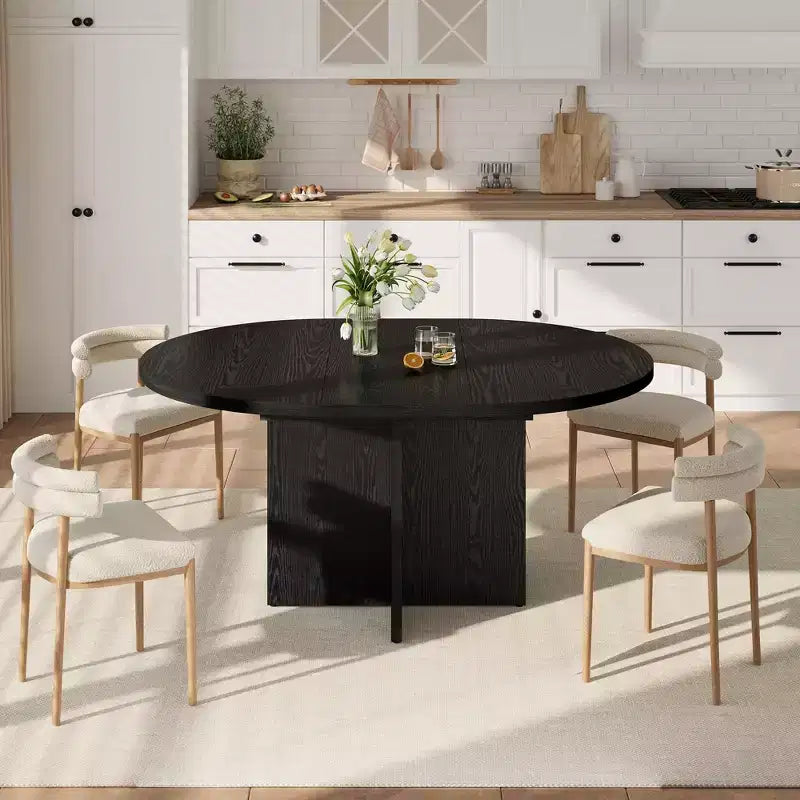 Table à manger ronde extensible de 43,3'' à 59'' pour 4 à 8 personnes, Table à manger ovale de cuisine moderne avec rallonges amovibles, Table de salle à manger, cuisine