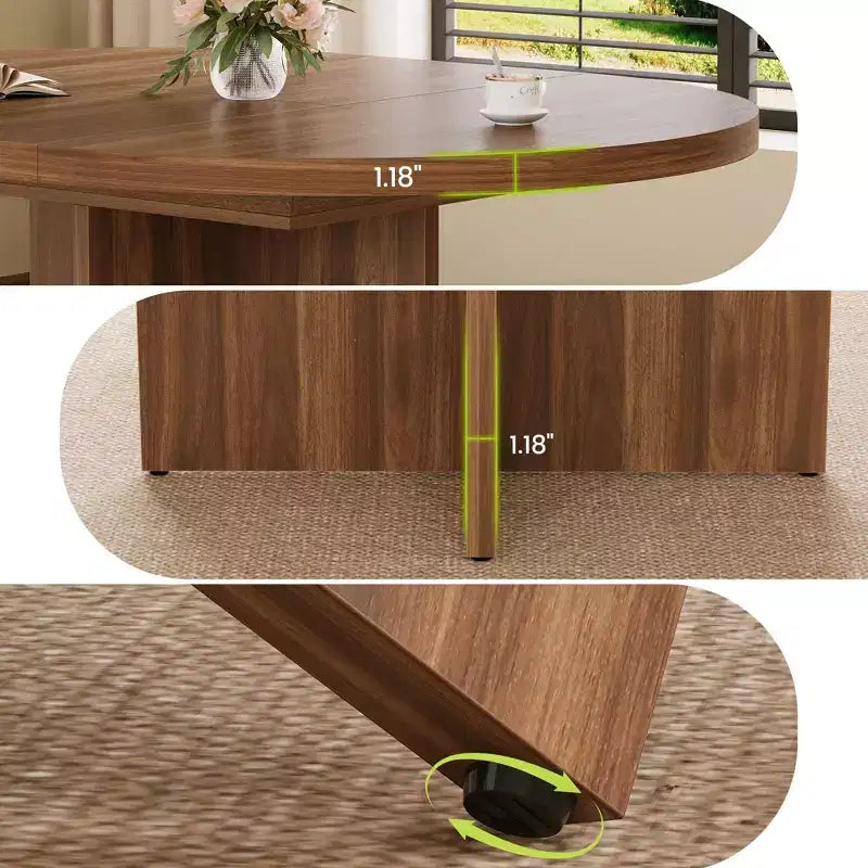 Table à manger ronde extensible de 43,3'' à 59'' pour 4 à 8 personnes, Table à manger ovale de cuisine moderne avec rallonges amovibles, Table de salle à manger, cuisine