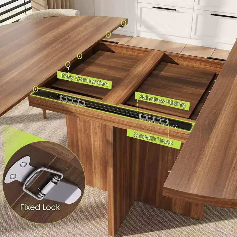 Table à manger ronde extensible de 43,3'' à 59'' pour 4 à 8 personnes, Table à manger ovale de cuisine moderne avec rallonges amovibles, Table de salle à manger, cuisine