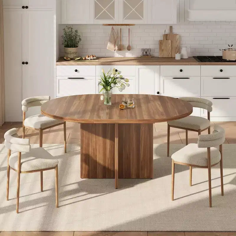 Table à manger ronde extensible de 43,3'' à 59'' pour 4 à 8 personnes, Table à manger ovale de cuisine moderne avec rallonges amovibles, Table de salle à manger, cuisine