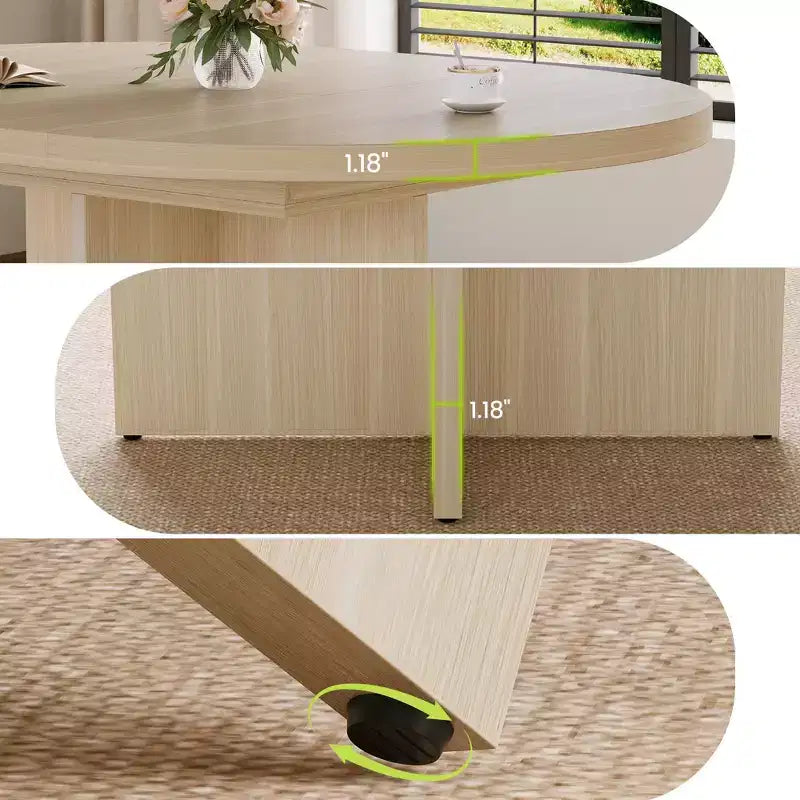 Table à manger ronde extensible de 43,3'' à 59'' pour 4 à 8 personnes, Table à manger ovale de cuisine moderne avec rallonges amovibles, Table de salle à manger, cuisine