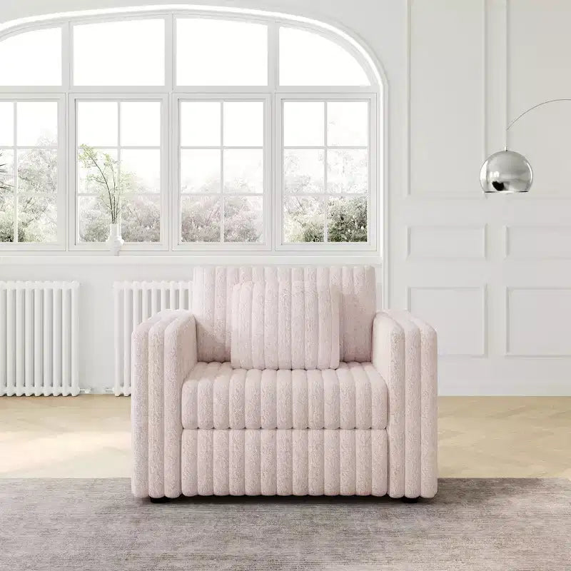 Fauteuil simple moderne de 44,9 pouces avec 2 oreillers pour salon, appartement, bureau