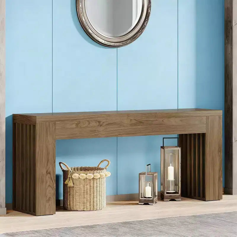 Console, Table de canapé en bois derrière le canapé, Table de couloir