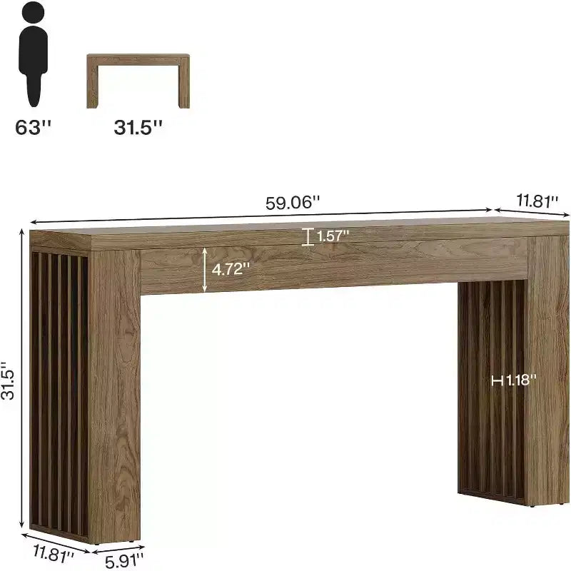 Console, Table de canapé en bois derrière le canapé, Table de couloir