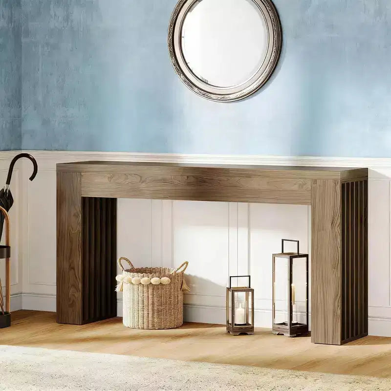 Console, Table de canapé en bois derrière le canapé, Table de couloir