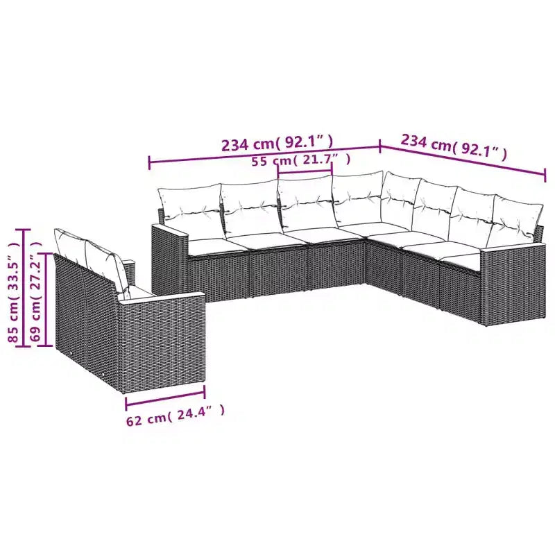 vidaXL Salon de jardin modulaire spacieux avec coussins amovibles