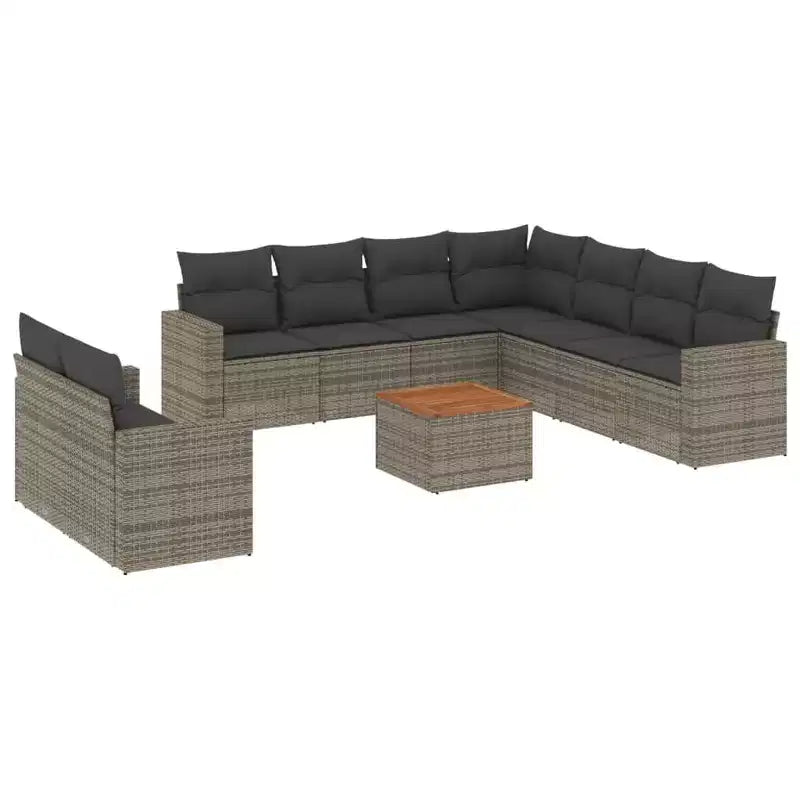vidaXL Salon de jardin avec coussins en résine tressée