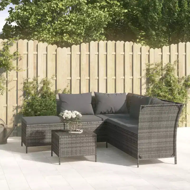 vidaXL Salon de jardin avec coussins en résine tressée 3/4 pièces