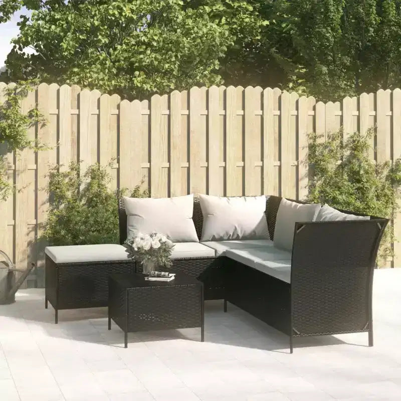 vidaXL Salon de jardin avec coussins en résine tressée 3/4 pièces