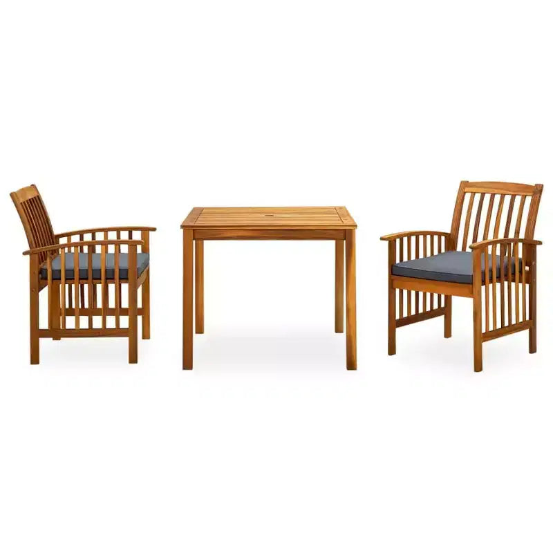 vidaXL Ensemble repas en bois d'acacia avec coussins/foncé 3/5 pièces