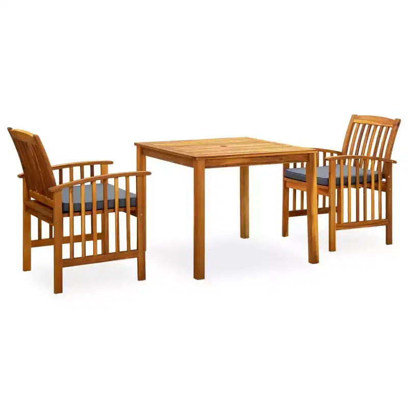 vidaXL Ensemble repas en bois d'acacia avec coussins/foncé 3/5 pièces