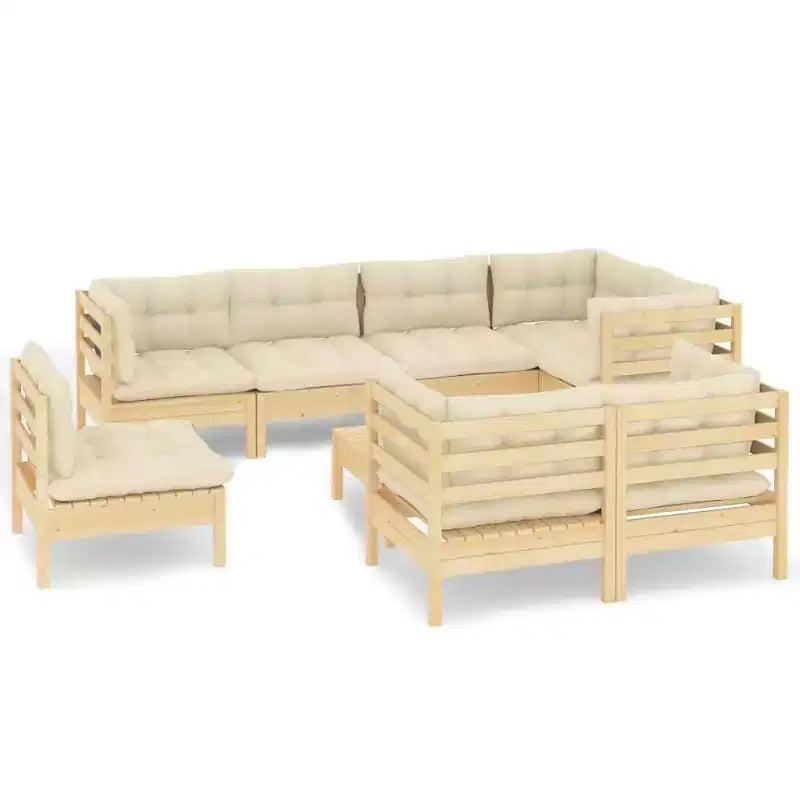 vidaXL Salon de jardin avec coussins – Bois de pin massif