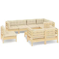 vidaXL Salon de jardin avec coussins – Bois de pin massif