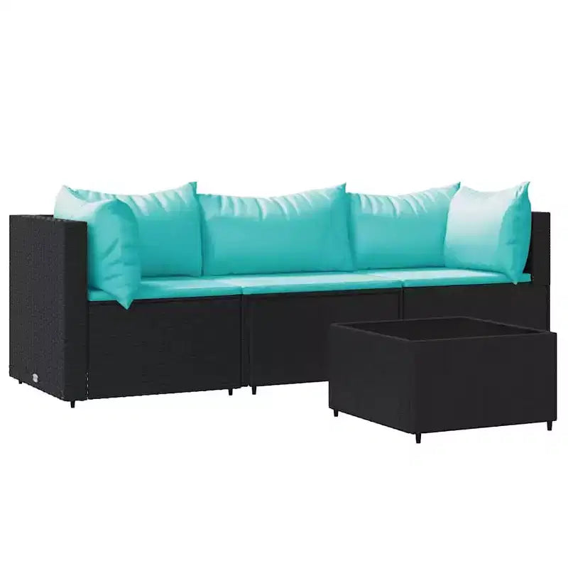 vidaXL Salon de jardin en rotin PE, acier enduit de poudre, verre trempé