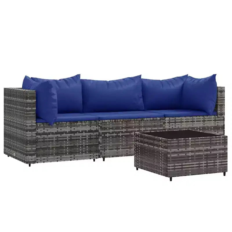 vidaXL Salon de jardin en rotin PE, acier enduit de poudre, verre trempé