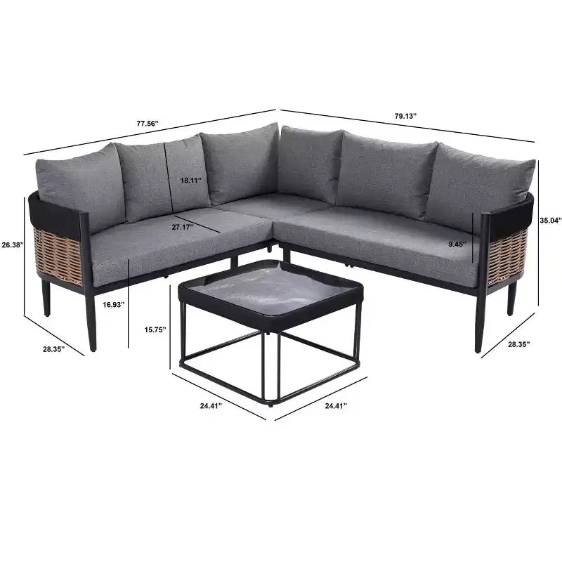 Ensemble de mobilier de jardin 4 pièces Harrison - Intérieur/extérieur - PAT7744 - Safavieh