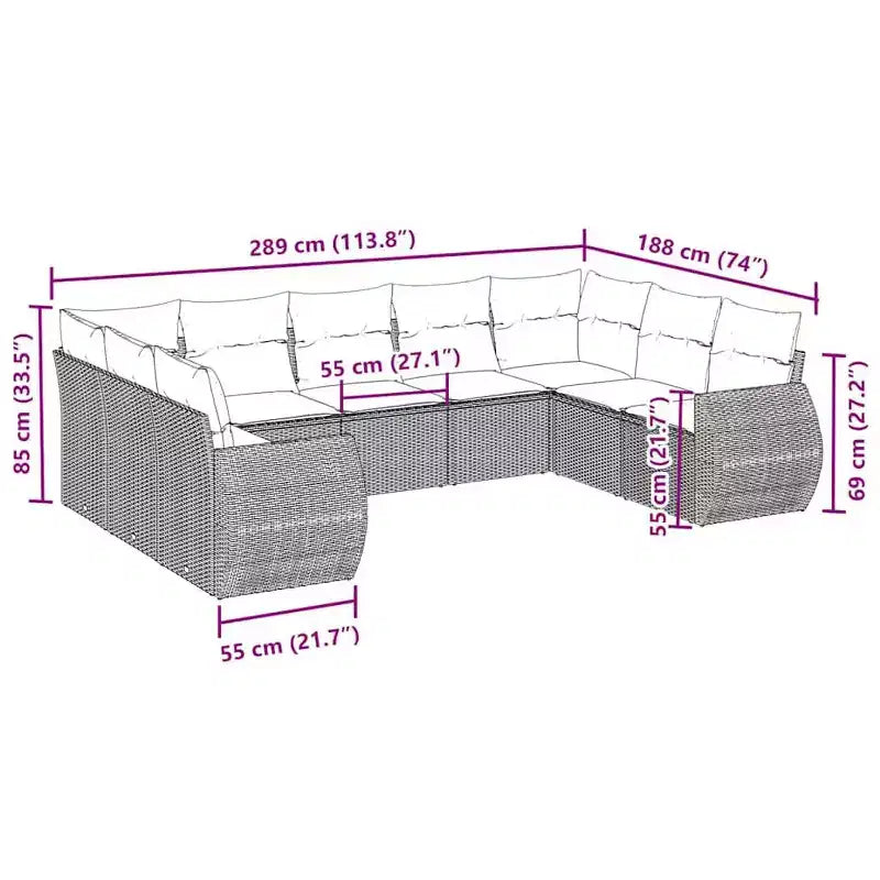 vidaXL Ensemble de canapés de jardin modulaires en rotin synthétique avec coussins