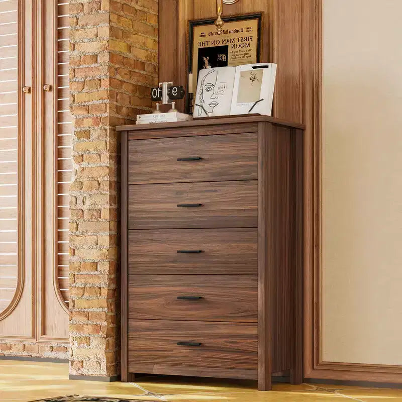Whisen Ensembles de 4 meubles de chambre à coucher, lit Queen avec tête de lit de rangement, 2 tables de chevet et 1 commode