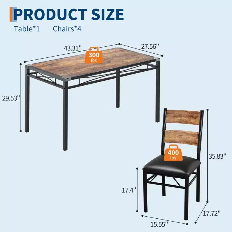 Ensemble de table à manger peu encombrant en MDF avec base en fer et chaises gigognes pour petite cuisine, appartement ou coin petit-déjeuner