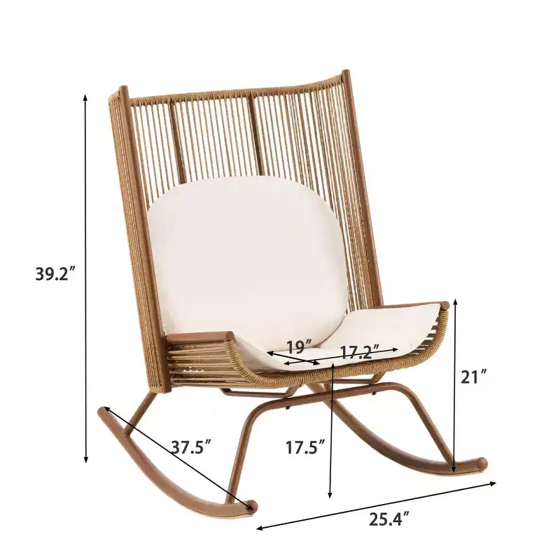 Christopher Knight Home Yann Ensemble de mobilier de jardin moderne en métal avec fauteuil à bascule et plateau de table en céramique